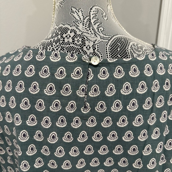 Women’s L/XL Cotton Boxy Lightweight Teal Repeat Oval Abstract Pattern Blouse. - Picture 13 of 16